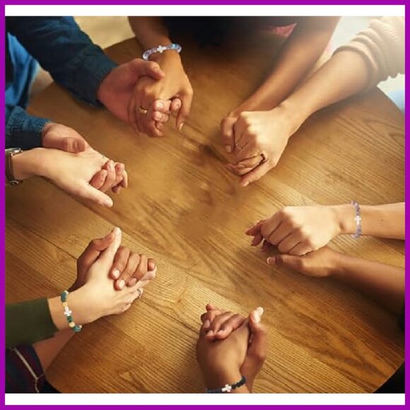 8mm Natural Stone Cross Bracelet Set, Stretch Fit, Christian Jewelry Gift - Picture 6 of 8